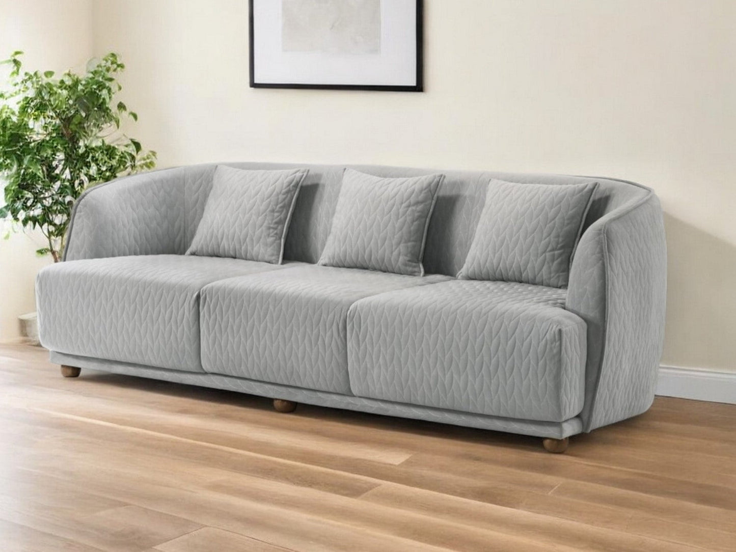Modway Furniture 85" Luxurious Gray Geometric Sofa with Toss Pillows & Chic Brown Legs - Comfortable & Stylish Design! - 480914-HOMEROOTS
