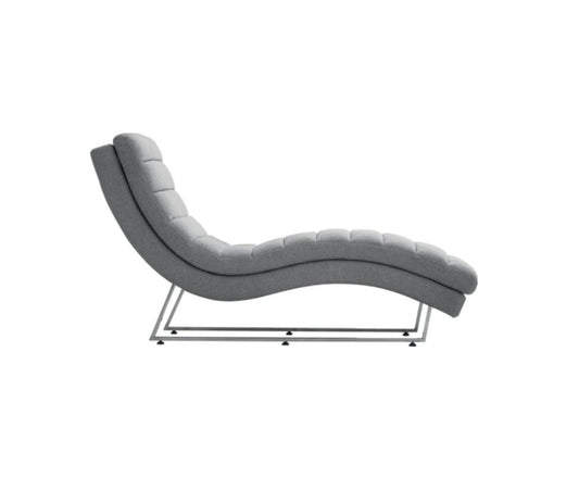 Modway Furniture 26" Gray Sofa Chaise - Modern Armless Design with Silver Legs, Soft Polyester & Stylish Tufted Detail - 482889-HOMEROOTS