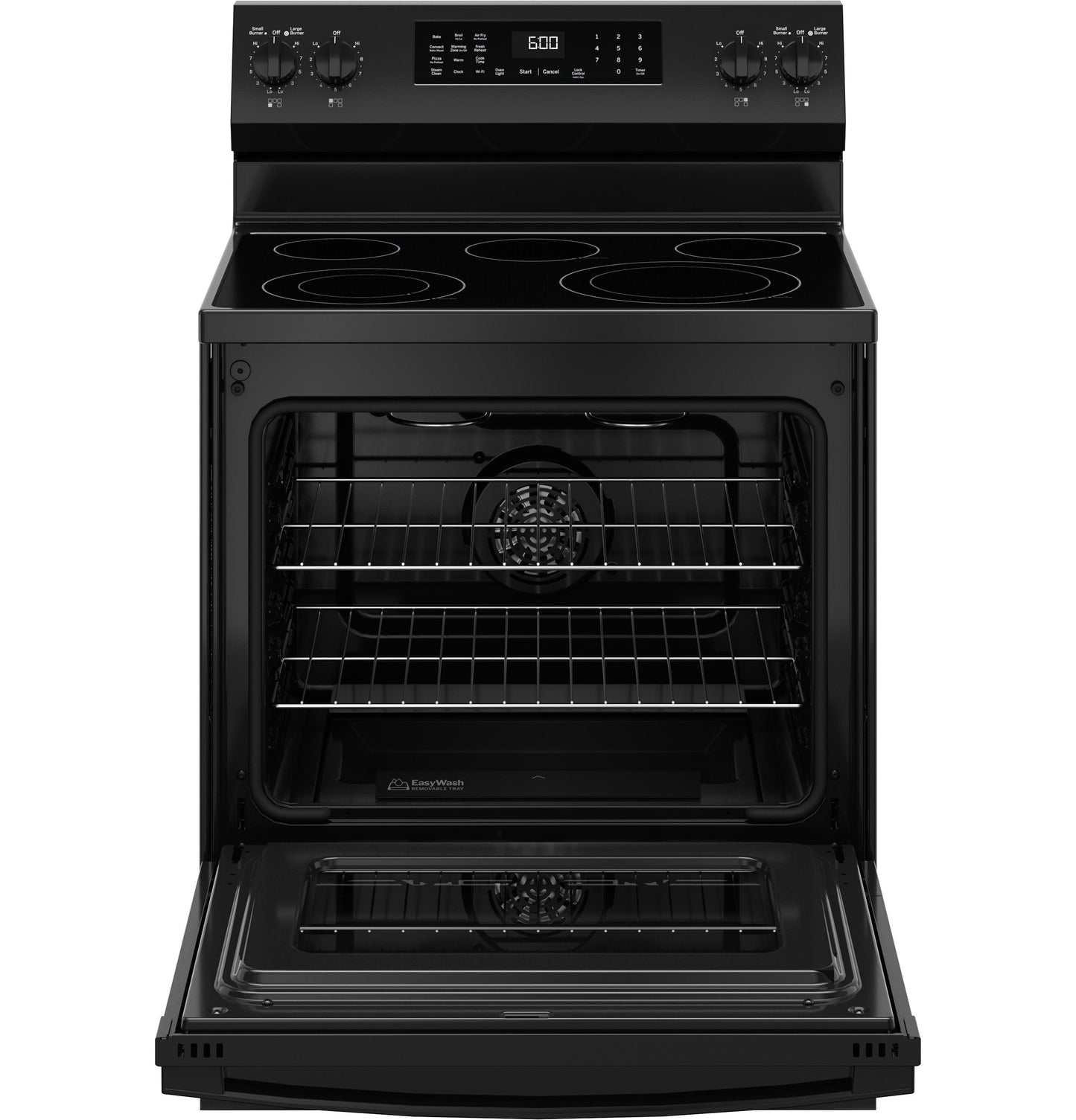 GE APPLIANCES GRF600AVBB GE(R) 30" Free-Standing Electric Convection Range with No Preheat Air Fry and EasyWash(TM) Oven Tray -GRF600AVBB-KT