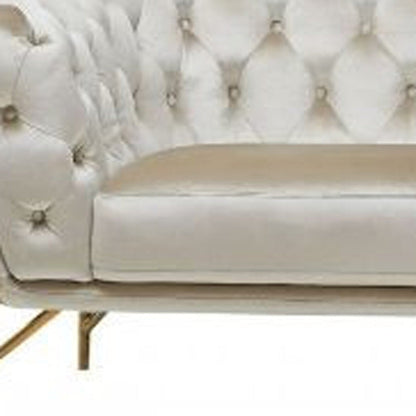 Modway Furniture 88" Beige Velvet Sofa with Gold Legs - Luxurious Comfort, Elegant Design & Tufted Detailing for Your Home - 488828-HOMEROOTS