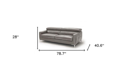 Modway Furniture 79" Dark Gray Leather Sofa with Silver Metal Legs - Luxurious Comfort & Contemporary Style for Your Home - 488831-HOMEROOTS