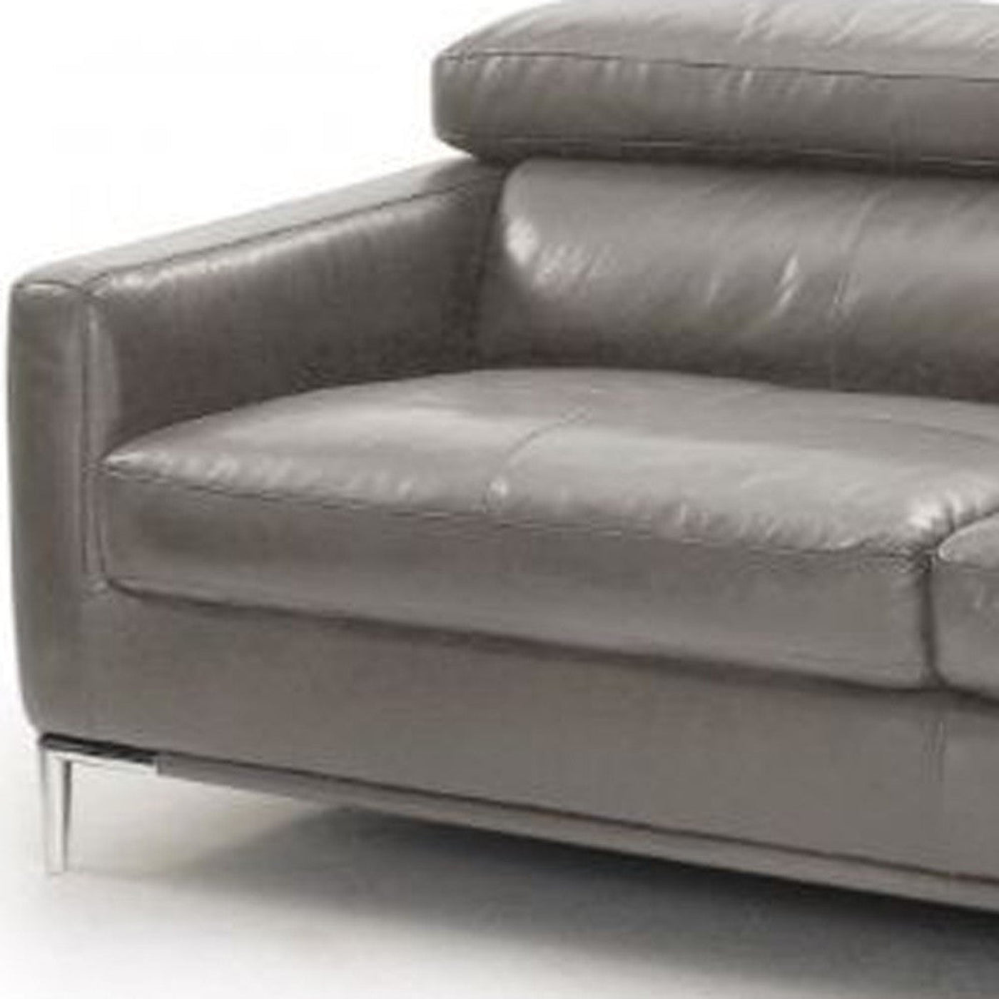 Modway Furniture 79" Dark Gray Leather Sofa with Silver Metal Legs - Luxurious Comfort & Contemporary Style for Your Home - 488831-HOMEROOTS