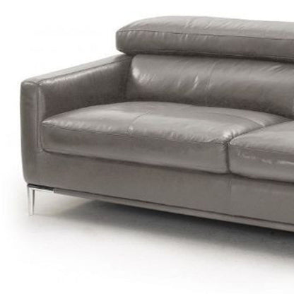 Modway Furniture 79" Dark Gray Leather Sofa with Silver Metal Legs - Luxurious Comfort & Contemporary Style for Your Home - 488831-HOMEROOTS