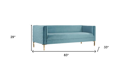 Modway Furniture 83" Teal Blue Velvet Sofa with Gold Legs – Luxurious Comfort, Contemporary Design, and Durability - 488837-HOMEROOTS