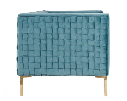 Modway Furniture 83" Teal Blue Velvet Sofa with Gold Legs – Luxurious Comfort, Contemporary Design, and Durability - 488837-HOMEROOTS
