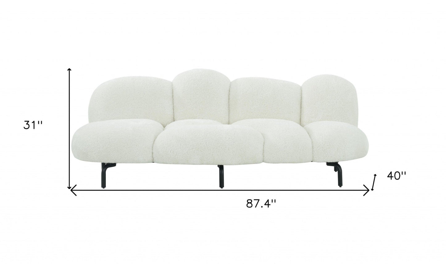 Modway Furniture 87" Modern White Sofa with Black Metal Legs - Stylish, Comfortable, and Perfect for Any Space! - 488840-HOMEROOTS