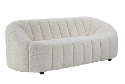 Modway Furniture 84" White Sherpa Sofa - Modern Armless Design with Black Legs for Ultimate Comfort & Style - 491040-HOMEROOTS