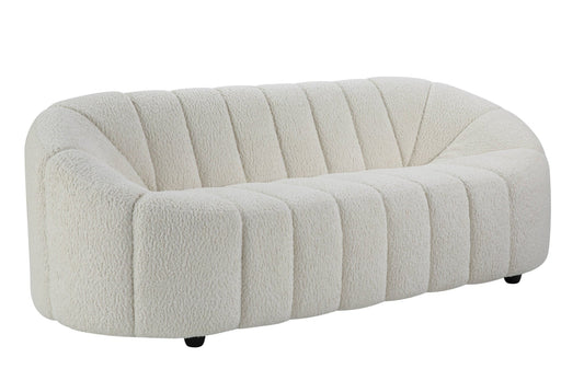 Modway Furniture 84" White Sherpa Sofa - Modern Armless Design with Black Legs for Ultimate Comfort & Style - 491040-HOMEROOTS