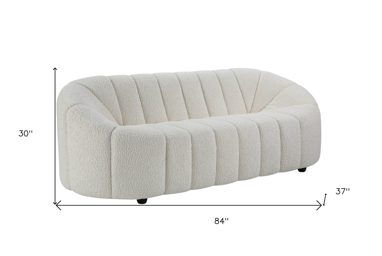 Modway Furniture 84" White Sherpa Sofa - Modern Armless Design with Black Legs for Ultimate Comfort & Style - 491040-HOMEROOTS