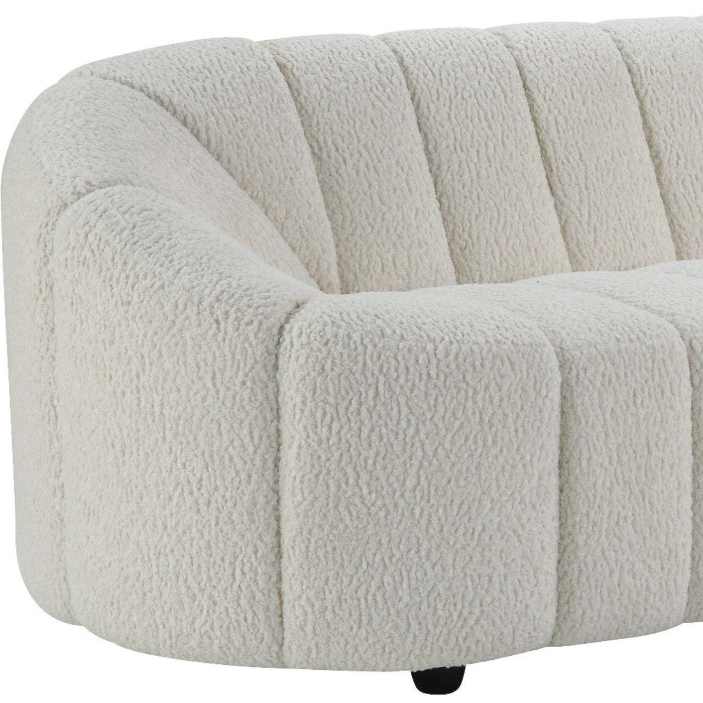 Modway Furniture 84" White Sherpa Sofa - Modern Armless Design with Black Legs for Ultimate Comfort & Style - 491040-HOMEROOTS