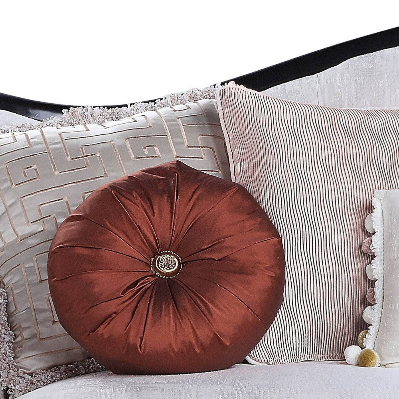 Modway Furniture 86" Beige Sofa with Stylish Black Legs & Toss Pillows - Comfortable, Durable, and Chic Design - 491041-HOMEROOTS