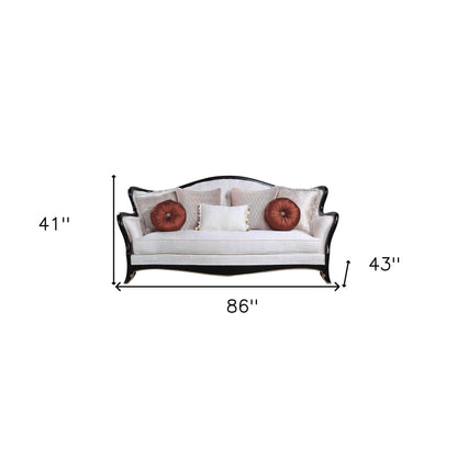 Modway Furniture 86" Beige Sofa with Stylish Black Legs & Toss Pillows - Comfortable, Durable, and Chic Design - 491041-HOMEROOTS