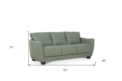 Modway Furniture 79" Tea Green Leather Sofa with Black Legs – Luxurious Comfort, Elegant Design, and Strong Support! - 491282-HOMEROOTS