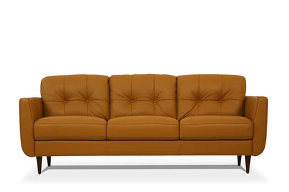 Modway Furniture 83" Luxurious Orange Leather Sofa with Elegant Black Legs - Designer Style & Ultimate Comfort - 491283-HOMEROOTS