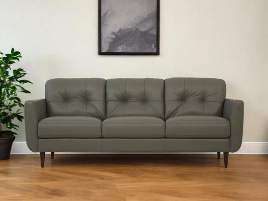 Modway Furniture 83" Luxurious Green Leather Sofa with Black Legs - Elegant Design, Comfortable Support & Tufted Detail - 491284-HOMEROOTS