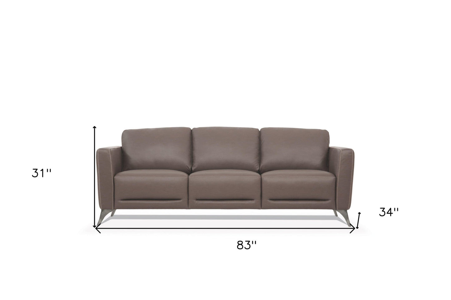 Modway Furniture 83" Taupe Leather Sofa - Luxurious Comfort with Elegant Black Legs for a Stylish Living Room Upgrade - 491285-HOMEROOTS