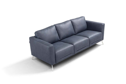 Modway Furniture 85" Luxurious Blue Leather Sofa with Black Legs – Modern Design, Superior Comfort & Style for Your Home - 491289-HOMEROOTS