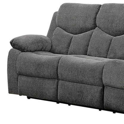 Modway Furniture 82" Gray Chenille Reclining Sofa - Luxurious Comfort with Black Legs, Perfect for Stylish Living Rooms! - 491322-HOMEROOTS