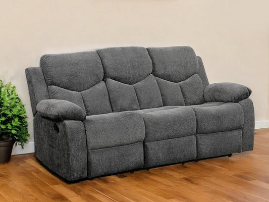 Modway Furniture 82" Gray Chenille Reclining Sofa - Luxurious Comfort with Black Legs, Perfect for Stylish Living Rooms! - 491322-HOMEROOTS