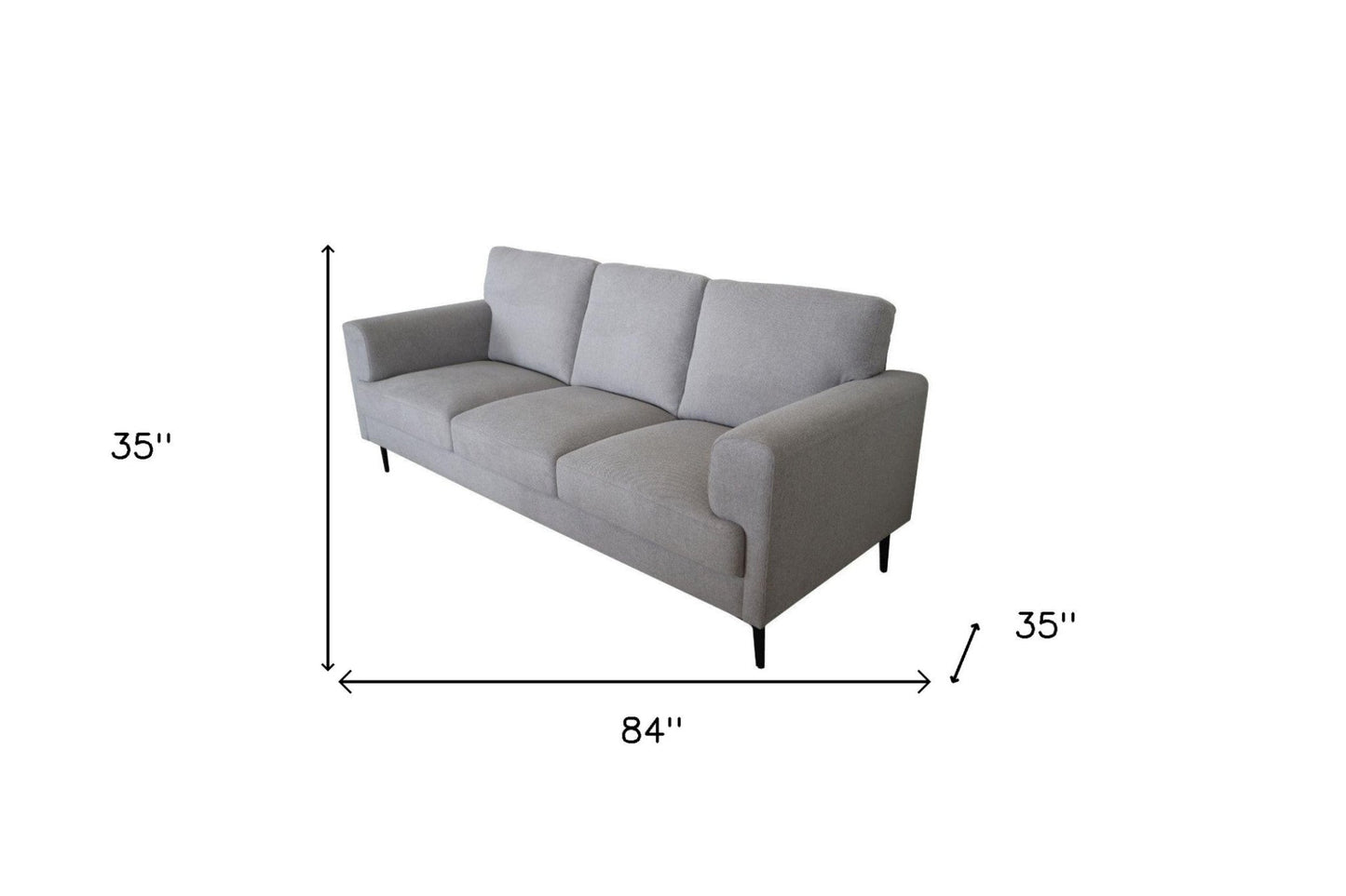 Modway Furniture 84" Light Gray Linen Sofa with Stylish Black Legs - Comfort Meets Contemporary Elegance for Your Home - 491331-HOMEROOTS