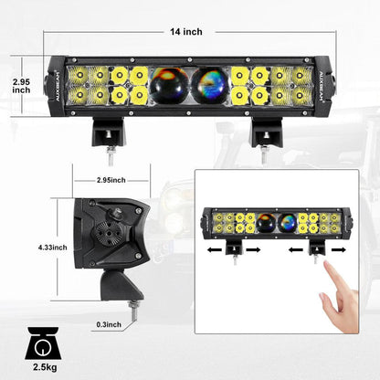 Auxbeam AR-800 RGB Switch Panel with APP+12 Inch 5D-PRO LED Light Bar, Toggle/ Momentary/ Pulsed Mode Supported - GP00012145