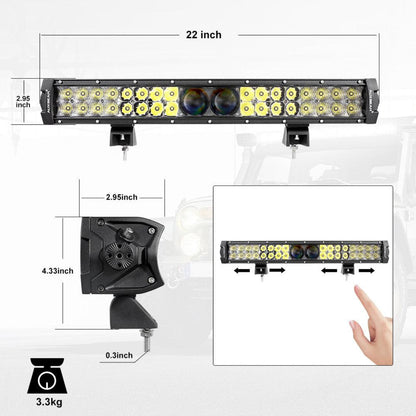 Auxbeam AR-800 RGB Switch Panel with APP+22 Inch 5D-PRO LED Light Bar, Toggle/ Momentary/ Pulsed Mode Supported - GP00012144