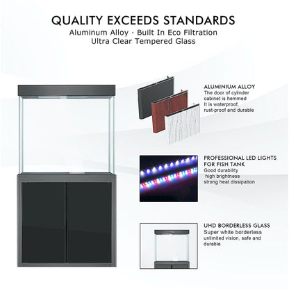 Aqua Dream 50 Gallon Tempered Glass Aquarium Black  AD-860-ABK