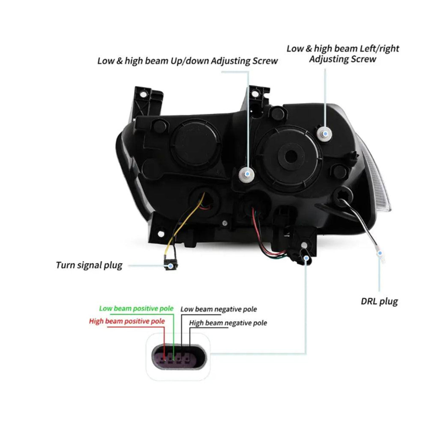 Auxbeam LED Headlight Assembly RGB Dual Beam Projector Black For 2011-2014 Dodge Charger(LD) - GD002676
