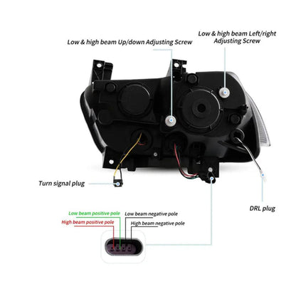 Auxbeam LED Headlight Assembly RGB Dual Beam Projector Black For 2011-2014 Dodge Charger(LD) - GD002676