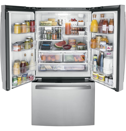 GE APPLIANCES GWE22JYMFS GE(R) ENERGY STAR(R) 21.9 Cu. Ft. Fingerprint Resistant Counter-Depth French-Door Refrigerator - GWE22JYMFS-KT