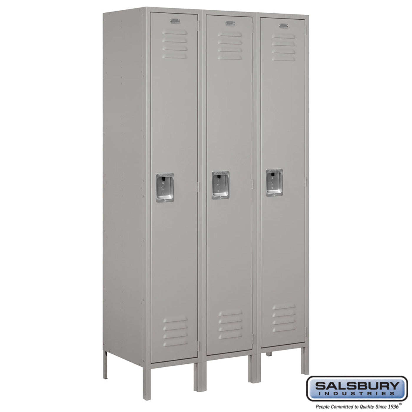 Salsbury 15" Wide Single Tier Standard Metal Locker - 3 Wide - 51365GY-A