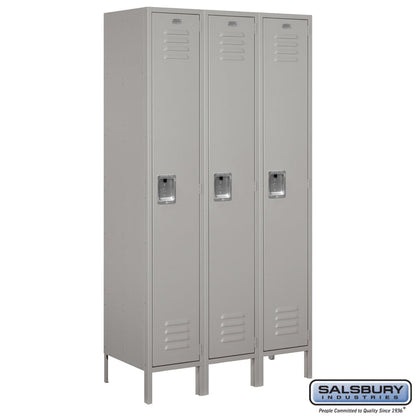 Salsbury 15" Wide Single Tier Standard Metal Locker - 3 Wide - 51365GY-A
