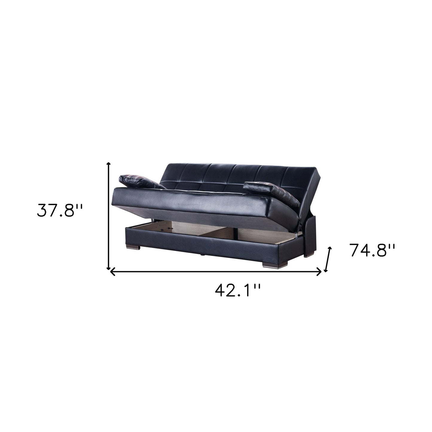 Modway Furniture 75" Dark Brown Faux Leather Sleeper Sofa with Toss Pillows for Modern Living Room Style - 518147-HOMEROOTS