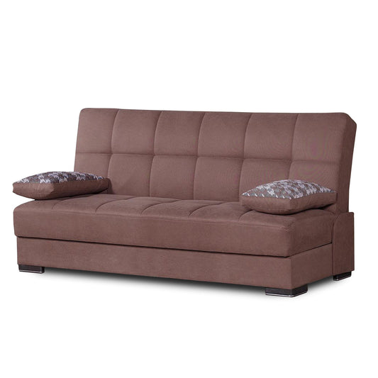 Modway Furniture 75" Brown Chenille Sleeper Sofa with Toss Pillows - Soft, Stylish, and Perfect for Modern Living Rooms - 518150-HOMEROOTS
