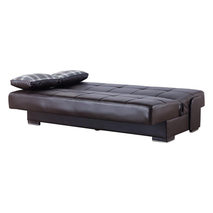 Modway Furniture 75" Dark Brown Faux Leather Sleeper Sofa with Toss Pillows - Modern Comfort & Style for Any Room - 518151-HOMEROOTS