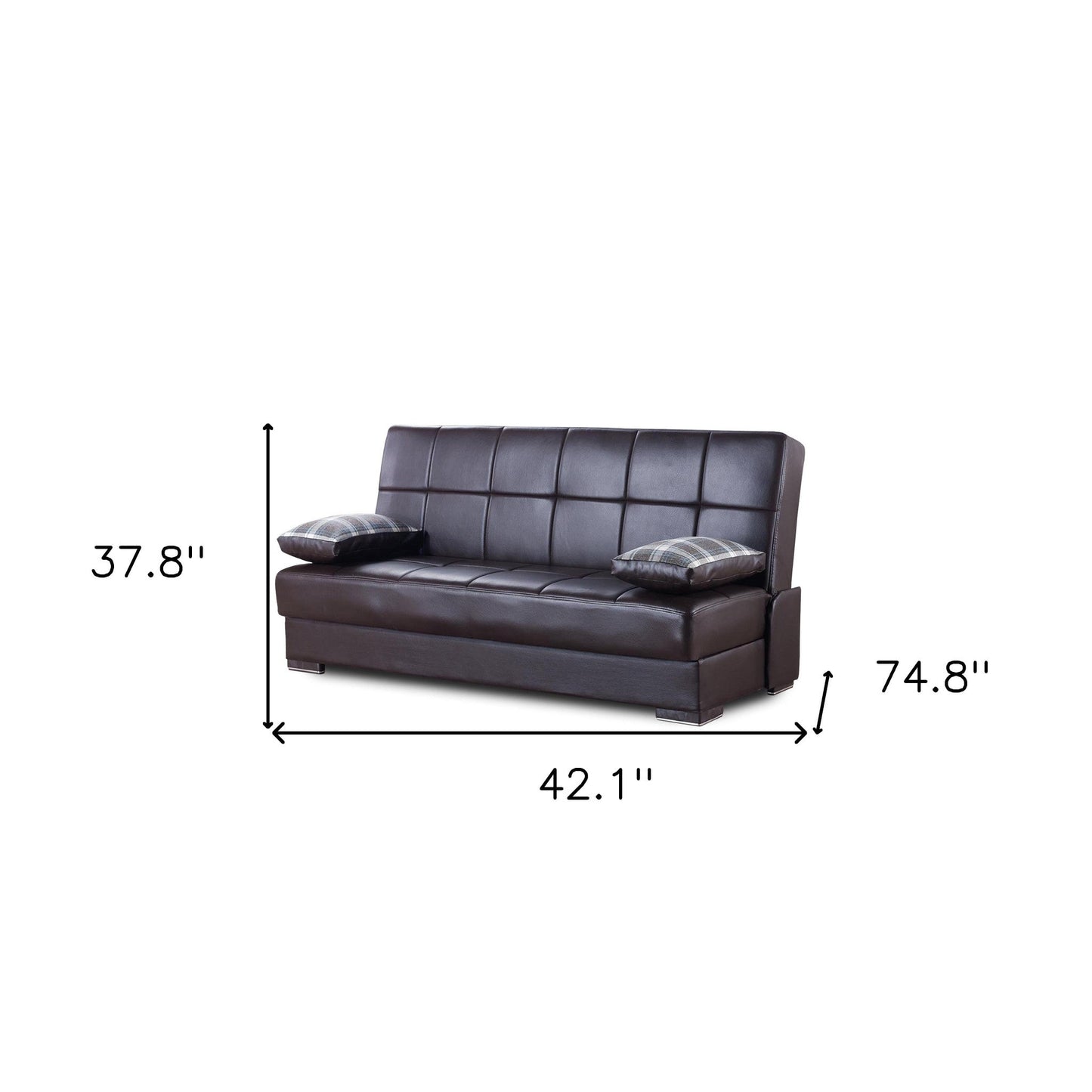 Modway Furniture 75" Dark Brown Faux Leather Sleeper Sofa with Toss Pillows - Modern Comfort & Style for Any Room - 518151-HOMEROOTS