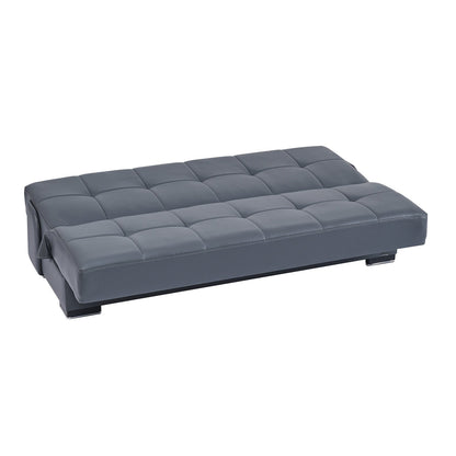 Modway Furniture 75" Gray Faux Leather Convertible Futon Sofa with Toss Pillows - Modern Design, Comfort & Style! - 518155-HOMEROOTS