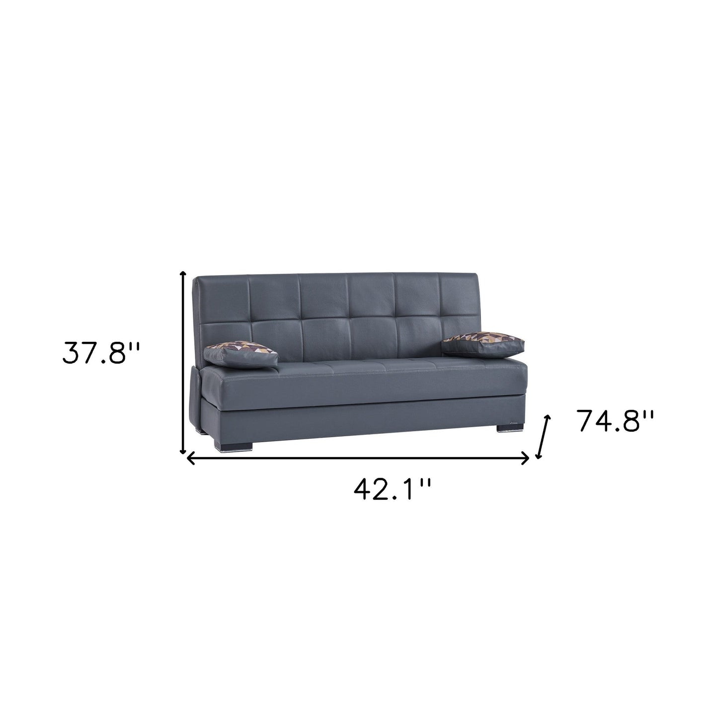 Modway Furniture 75" Gray Faux Leather Convertible Futon Sofa with Toss Pillows - Modern Design, Comfort & Style! - 518155-HOMEROOTS