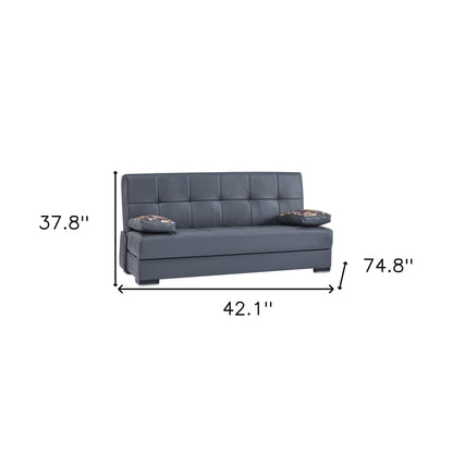 Modway Furniture 75" Gray Faux Leather Convertible Futon Sofa with Toss Pillows - Modern Design, Comfort & Style! - 518155-HOMEROOTS