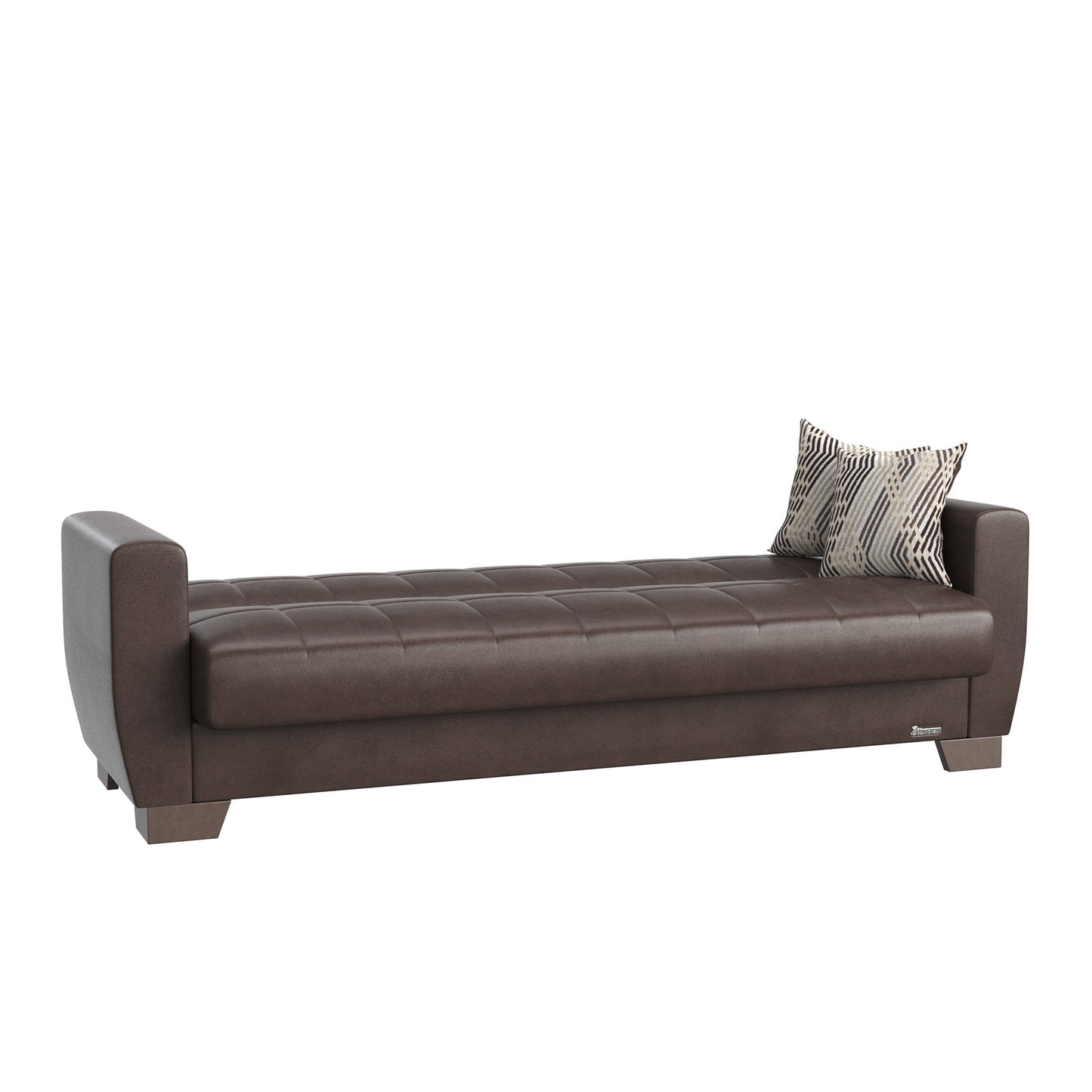 Modway Furniture 84" Brown Faux Leather Sleeper Sofa with Toss Pillows – Stylish, Durable, and Perfect for Any Room! - 520153-HOMEROOTS