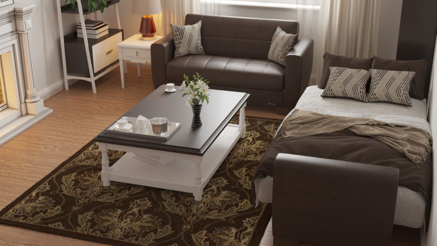 Modway Furniture 84" Brown Faux Leather Sleeper Sofa with Toss Pillows – Stylish, Durable, and Perfect for Any Room! - 520153-HOMEROOTS