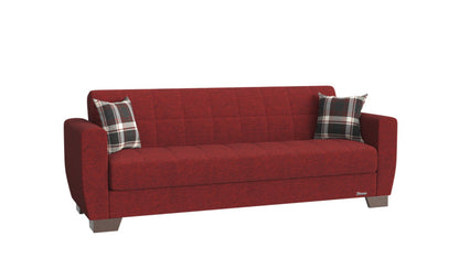 Modway Furniture 84" Burgundy Chenille Sleeper Sofa with Toss Pillows & Brown Legs - Soft, Stylish & Durable Design - 520156-HOMEROOTS