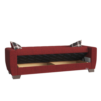 Modway Furniture 84" Burgundy Chenille Sleeper Sofa with Toss Pillows & Brown Legs - Soft, Stylish & Durable Design - 520156-HOMEROOTS