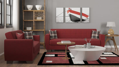 Modway Furniture 84" Burgundy Chenille Sleeper Sofa with Toss Pillows & Brown Legs - Soft, Stylish & Durable Design - 520156-HOMEROOTS