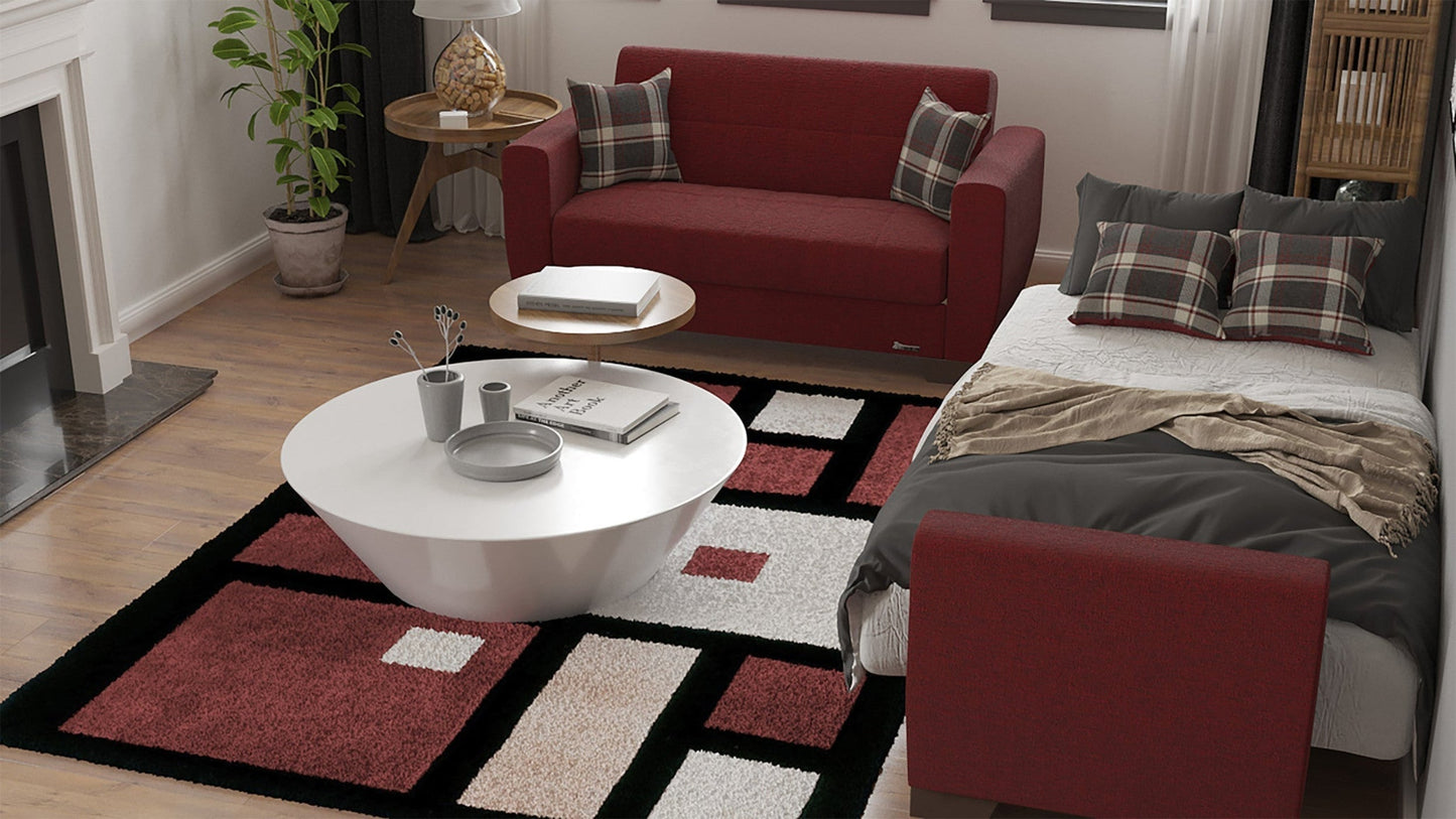 Modway Furniture 84" Burgundy Chenille Sleeper Sofa with Toss Pillows & Brown Legs - Soft, Stylish & Durable Design - 520156-HOMEROOTS