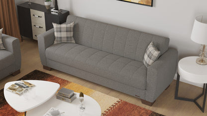 Modway Furniture 84" Gray Chenille Sleeper Sofa with Brown Legs & Toss Pillows - Stylish, Comfortable, Durable Design - 520157-HOMEROOTS