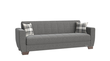 Modway Furniture 84" Gray Chenille Sleeper Sofa with Brown Legs & Toss Pillows - Stylish, Comfortable, Durable Design - 520157-HOMEROOTS