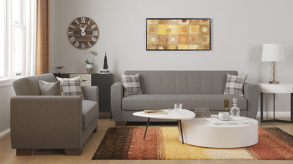 Modway Furniture 84" Gray Chenille Sleeper Sofa with Brown Legs & Toss Pillows - Stylish, Comfortable, Durable Design - 520157-HOMEROOTS