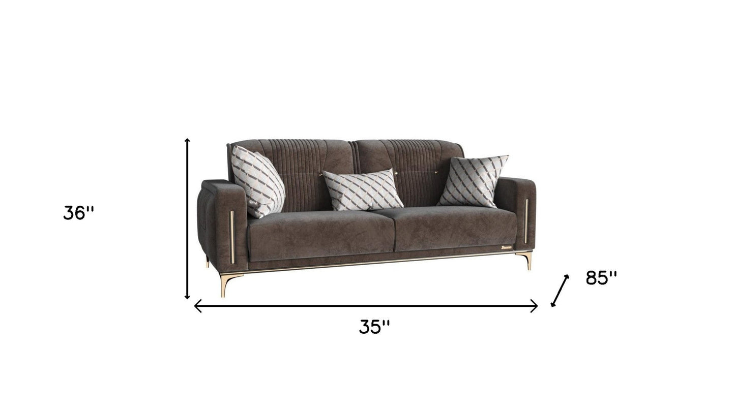 Modway Furniture 85" Brown Microfiber Sleeper Sofa with Toss Pillows - Stylish, Comfortable, and Durable for Any Space - 521599-HOMEROOTS
