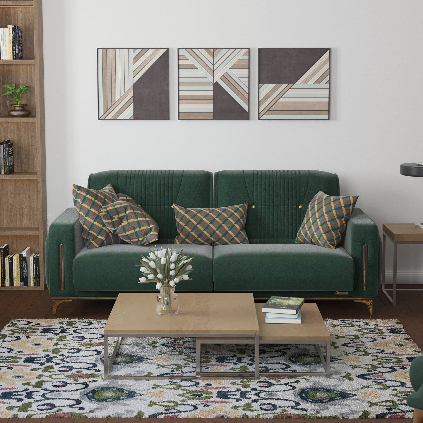 Modway Furniture 85" Green Microfiber Sleeper Sofa with Stylish Toss Pillows - Comfort, Durability & Modern Design! - 521600-HOMEROOTS